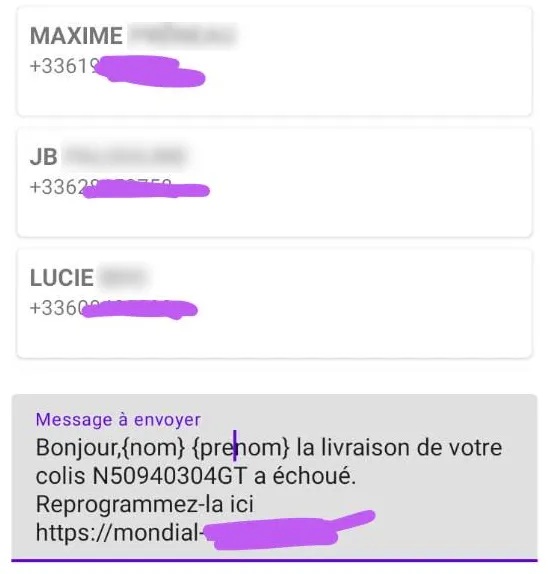 Application Android d’envoi massif de SMS