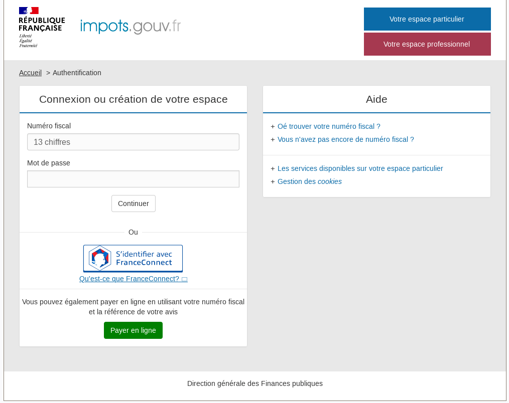 Campagne imitant le site impots.gouv.fr