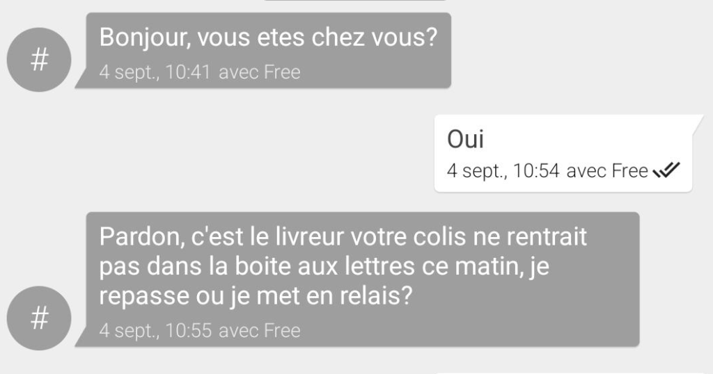 Bonjour vous etes chez vous ?