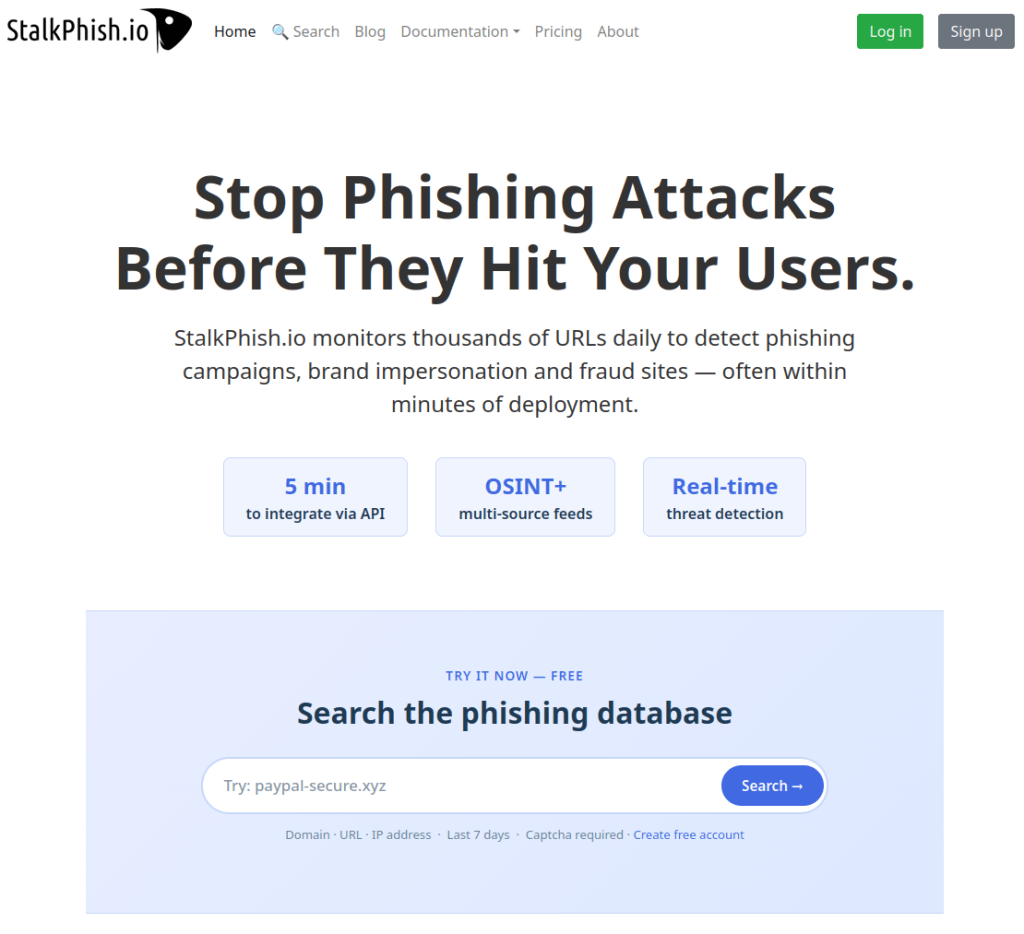 stalkphish.io  Front page